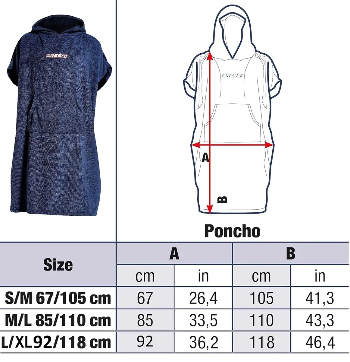 Cressi Poncho Robe (blue navy) [L/XL - 92x118 cm), Taschen & Transport – Ansicht 5