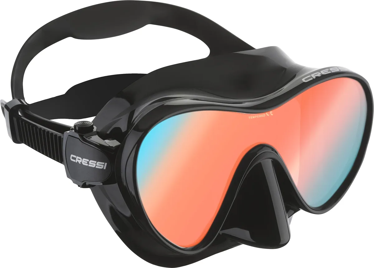 Cressi F1 (black/black UV380 blue/orange lens), Tauchmasken