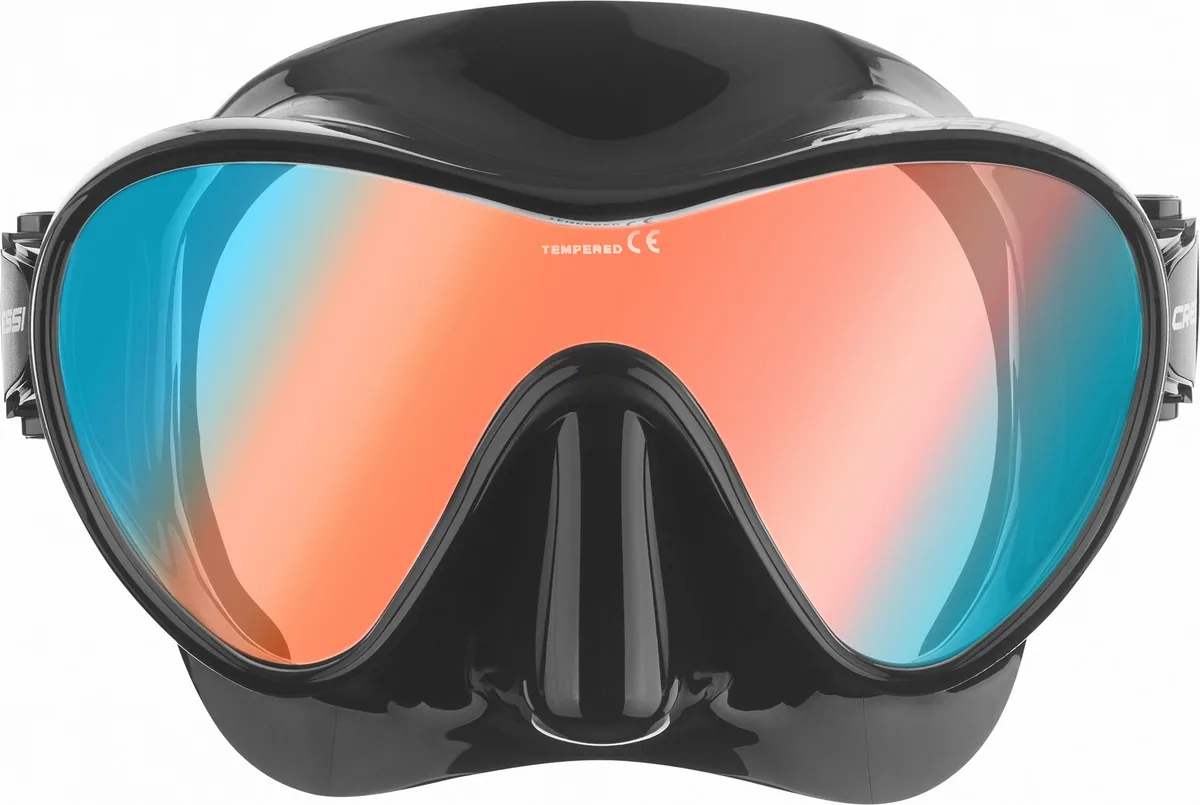Cressi F1 (black/black UV380 blue/orange lens), Tauchmasken – Ansicht 3