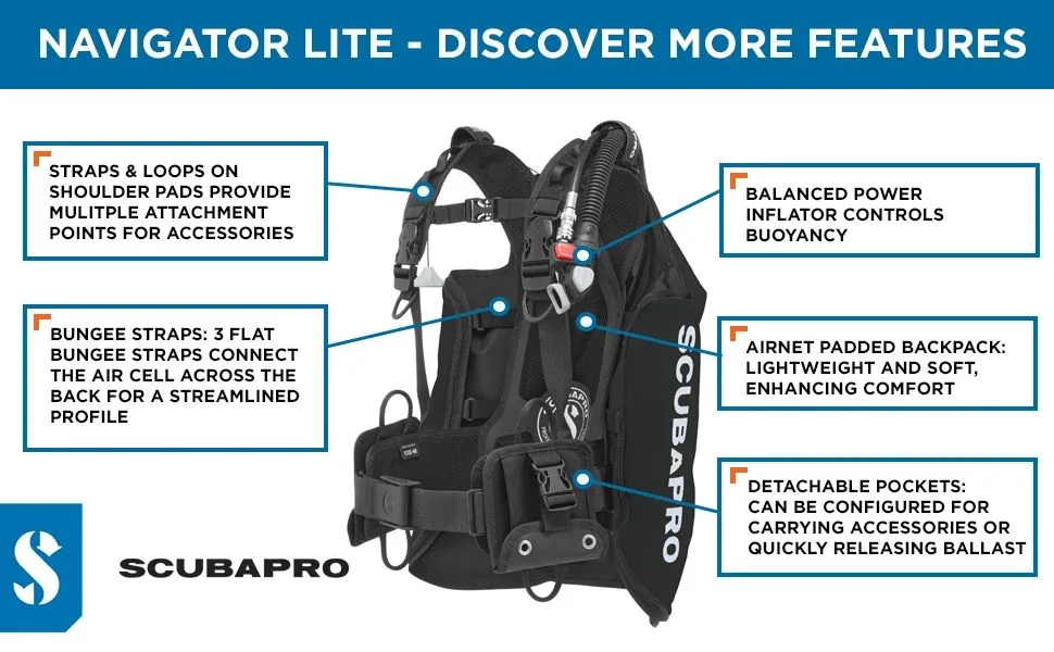 Scubapro Navigator Lite mit BPI - Tarierjacket - Schwarz, kit erogatori – vista 2
